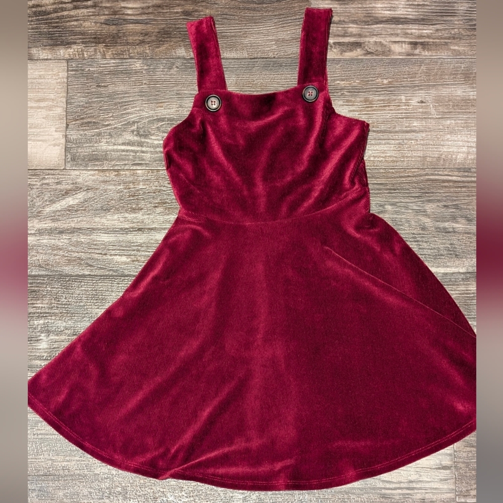 beautees Burgundy Stretchy Corduroy Dress -Sz 7 - Picture 2 of 4